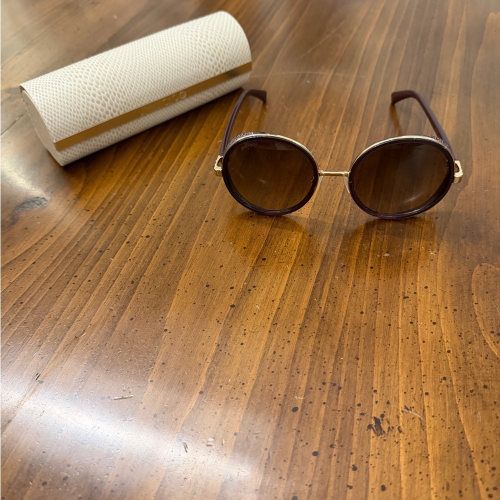 Jimmy choo Elegant Brown Sunglasses with Case and cleaning cloth